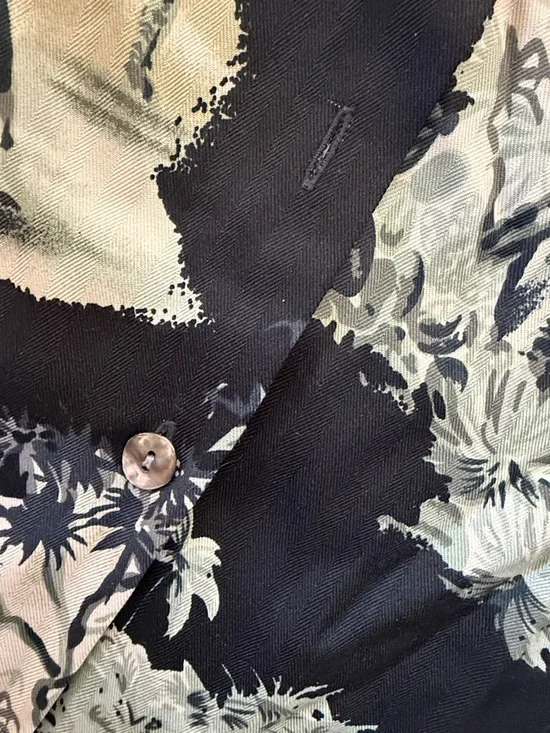 MWOT Tommy Bahama 100% Silk Black Tropical Palm Print Camp Shirt - Picture 5 of 8